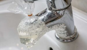 Rubinetti incrostati di calcare: il metodo del sacchetto con aceto che li fa tornare lucidi
