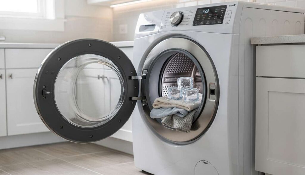 Addio ferro da stiro: il trucco dei cubetti di ghiaccio nell’asciugatrice per capi senza pieghe